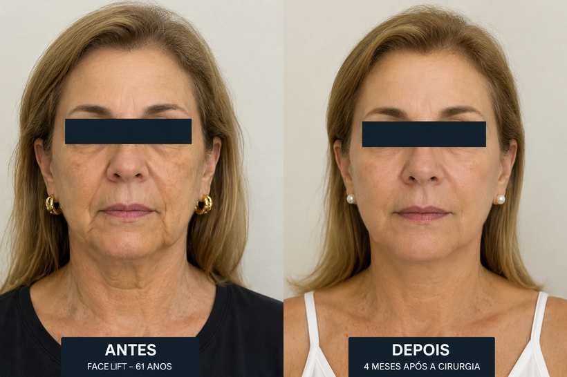 Antes e depois de facelift — caso individual