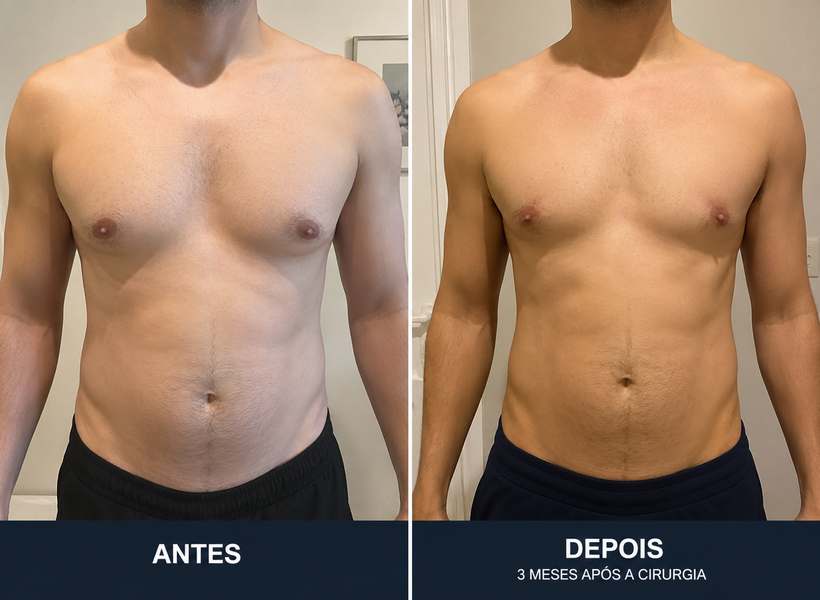 Antes e depois de ginecomastia — caso individual